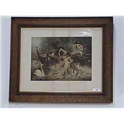 FRAMED H. ZATZKA PRINT TITLED LEGEND OF THE LAKE