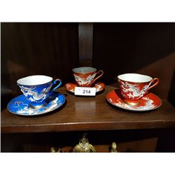 COLLECTION OF 3 JAPANESE DRAGONWARE TEACUPS