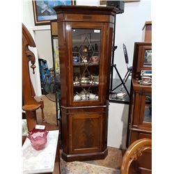 WALNUT INLAID CORNER CABINET