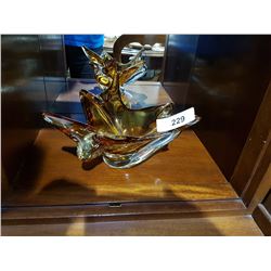 SIGNED CHALET ART GLASS DISH