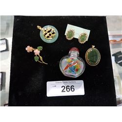 COLLECTION JADE JEWELLRY AND REVERSE PAINTED PERFUME BOTTLE
