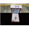 Image 1 : GARNET & DIAMOND CROSS NECKLACE APPRAISED $360
