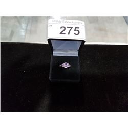 PURPLE AMETHYST & DIAMOND DINNER RING APPRAISED $300