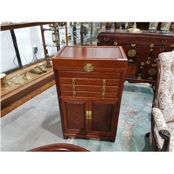 FABULOUS ASIAN MAHOGANY FLATWARE CHEST