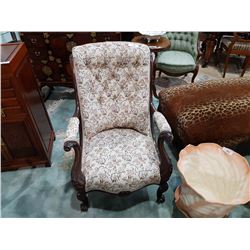 VICTORIAN BUTTON BACK OPEN ARM PARLOUR CHAIR