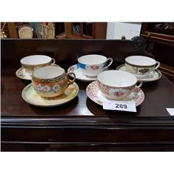 COLLECTION OF 5 JAPANESE NORITAKE & NIPPON TEACUPS