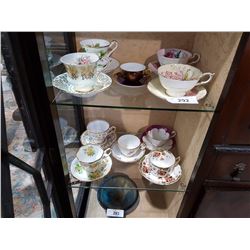 COLLECTION OF 10 TEACUPS INCLUDING ROYAL ALBERT & PARAGON