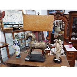 BRASS HORSE TABLE LAMP