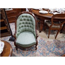 MAHOGANY BUTTON BACK PARLOUR CHAIR C.1890