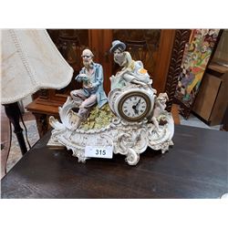 WALT PORCELAIN FIGURAL MANTLE CLOCK