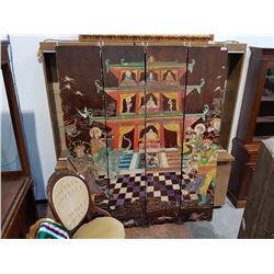 4 PANEL CARVED ASIAN SCREEN