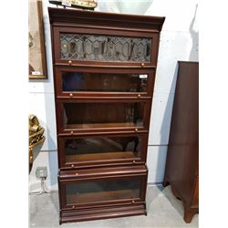 5 SECTION LAWYER'S BOOKCASE W/LEAD GLASS DOOR