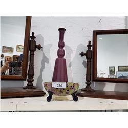 ART GLASS VASE AND FOOTED BOWL