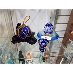 COLLECTION OF BLUE ART GLASS