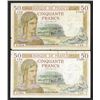 Image 1 : Banque de France 1930's Issued pair of Bank Notes.