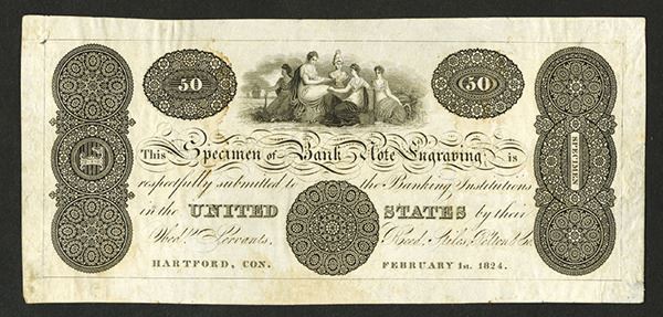 Bank Note Engaving Specimen of Bank Note Engraving 1824 Sample Note By Reed, Stiles ...
