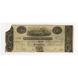 Stonington Bank, 1822 Whaling Vignette Obsolete Banknote.