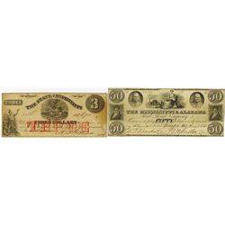 Mississippi Obsolete Banknote Pair.