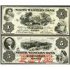 Image 1 : North Western Bank, 1861 Obsolete Banknote Pair.