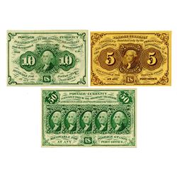 U.S. Fractional Currency, 1st Issue Trio.