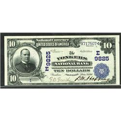 Yonkers National Bank, Yonkers, NY, $10 1902 DB, Ch# E 9825 Serial # 1A  Banknote.