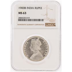 1900B India Rupee Silver Coin NGC Graded MS63