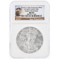 2014-S $1 American Silver Eagle Coin NGC Graded MS69