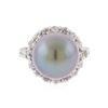 Image 2 : 14KT White Gold 12.00mm Tahitian Cultured Black Pearl and Diamond Ring