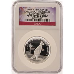 2012P $1 Australian Kangaroo Silver Coin High Relief NGC PF70 Ultra Cameo