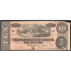 1864 $10 The Confederate States of America Note