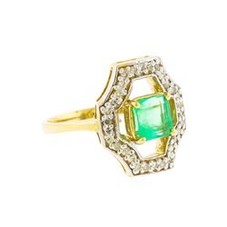 14KT Yellow Gold 1.05ct. Emerald and Diamond Ring