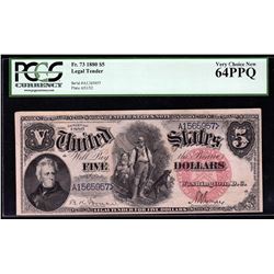 1880 $5 Legal Tender Woodchopper Note PCGS Very Choice New 64