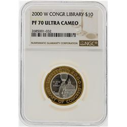 2000-W $10 Library of Congress Gold & Platinum Coin NGC Graded PF70 Ultra Cameo