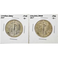 1945-D & 1946-D Walking Liberty Half Dollar Silver Coins