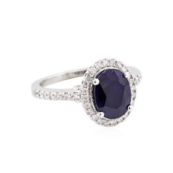 14KT White Gold 2.62ct Blue Sapphire and Diamond Ring