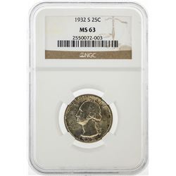 1932-S Washington Silver Quarter NGC MS63