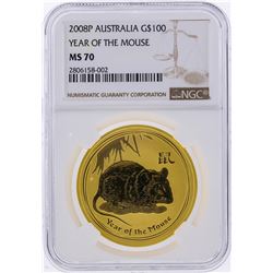 2008P $100 Australia Year of the Mouse Gold Coin NGC MS70