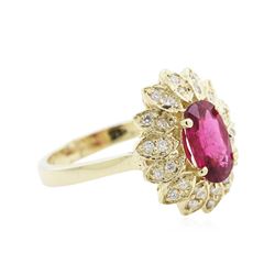 14KT Yellow Gold 1.58ct Pink Tourmaline and Diamond Ring