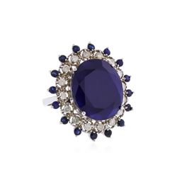 14KT White Gold 26.70ctw Blue Sapphire and Diamond Ring