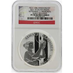 2011-W 9/11 10th Anniversary Silver Medal NGC PF70 Ultra Cameo Early Release