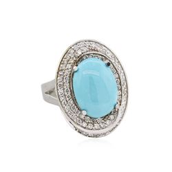 14KT White Gold 3.79ct Turquoise and Diamond Ring