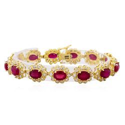 14KT Yellow Gold 22.90ctw Ruby and Diamond Bracelet