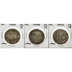 Set of (3) 1836 CUZ Peru 4 Reales Coins