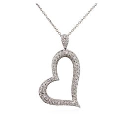 14KT White Gold 1.25ctw Diamond Heart Pendant With Chain