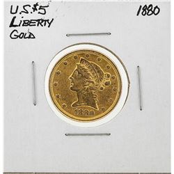 1880 $5 Liberty Head Half Eagle Gold Coin - Jewelry