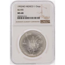 1992MO Mexico 1 Onza Libertad Silver Coin NGC Graded MS68