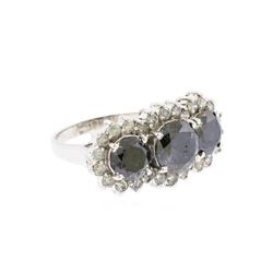 14KT White Gold 4.87ctw Fancy Black and White Diamond Ring