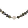 Image 3 : 11.5mm-13.5mm Tahitian Cultured Black Pearl and Diamond Necklace