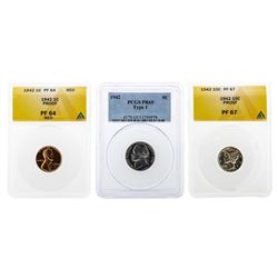 1942 (5) Coin Proof Set ANACS & PCGS Graded