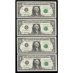 Lot of (4) Consecutive 1995 $1 Federal Reserve STAR Note CU